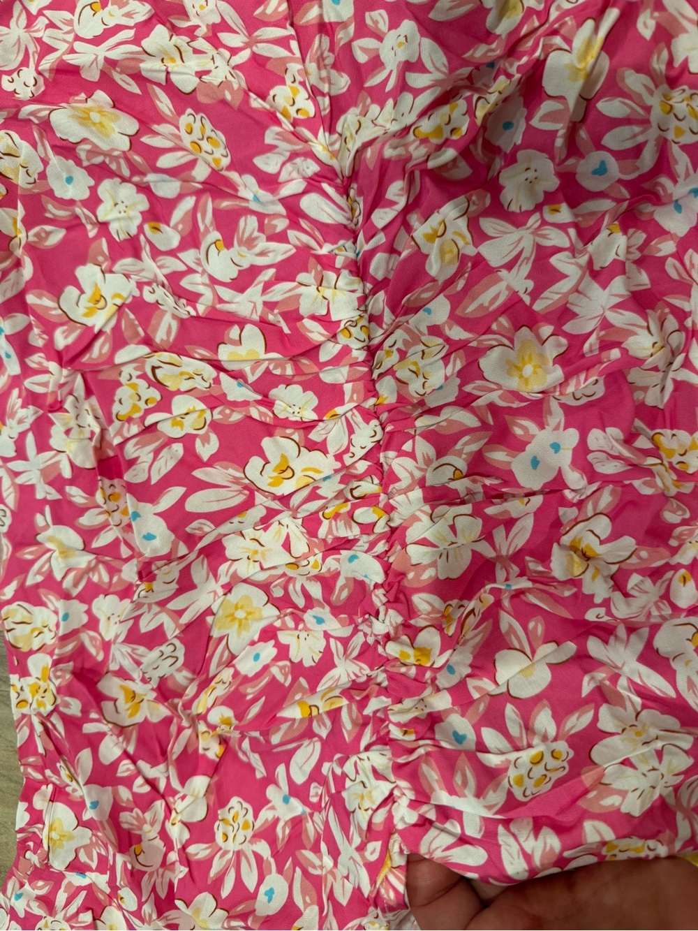 Pink Floral V-Neck Mini Dress - Picture 5 of 7
